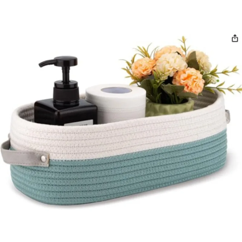 Bathroom Storage Basket, Oval Woven Multifunctional Desktop Organizer, Toilet Paper Holder, Toy Storage Basket