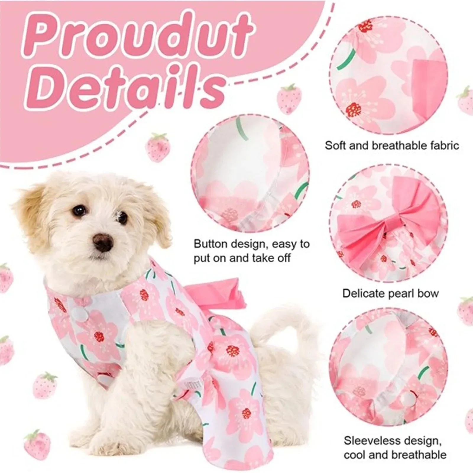 

5 PCS Dog Clothes Dresses Floral Puppy Dresses Pet Cat Princess Bowknot Clothes Cute Summer Dresses Outfits for Pets