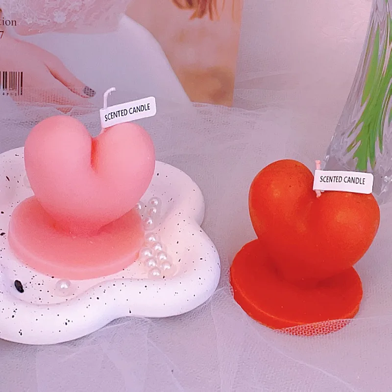 Y Soy Wax Three-dimensional Love Scented Candles Valentine's Day Gifts for Girlfriend Wife Heart-shaped Wedding Party Ornaments