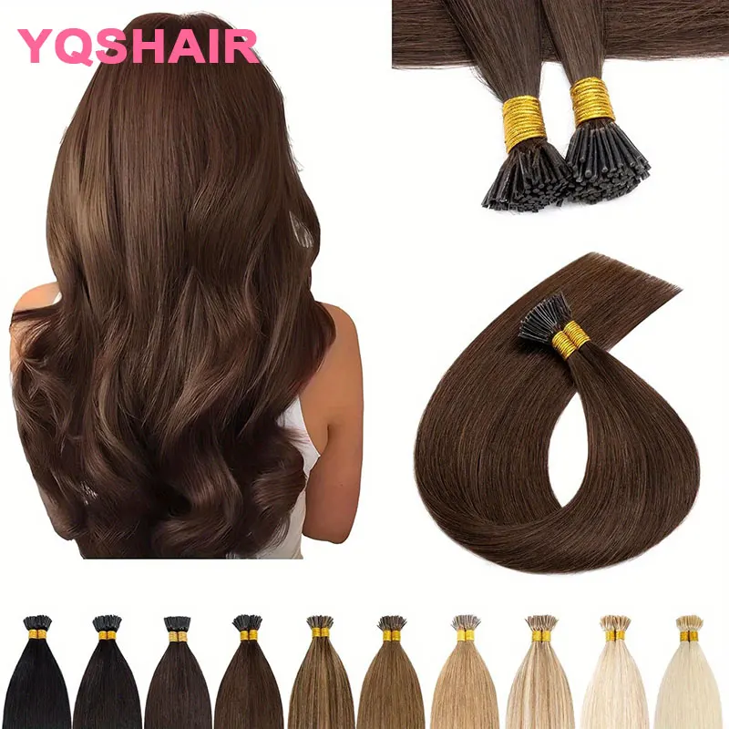 

Наращивание волос I-Tip, натуральные прямые волосы, 14-26 дюймов, 100% натуральные человеческие волосы, кератиновое наращивание, предварительно склеенные микрокольца