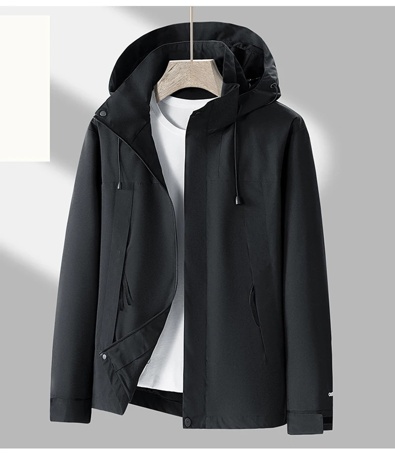 سترة تزلج نسائية مقاومة للماء للجنسين في الهواء الطلق بطبقة واحدة سترة واقية جبلية معطف واق من المطر معطف قبعة قابل للفصل