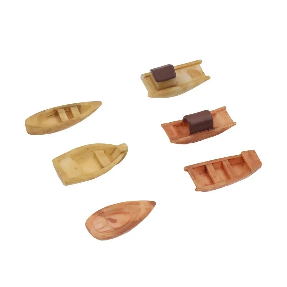Micro Landscape Micro Landscape Boat Resin Wooden Boat Mini Boat Fish Tank Decoration Awning Boats Retro Figurines