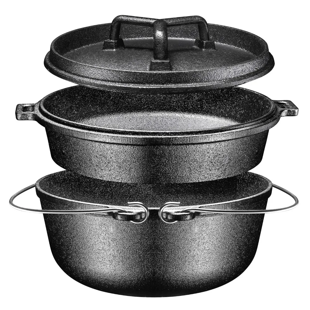 

Camping Cooking Set Of 4. Pre Seasoned Cast Iron Pots And Pans Cookware/Dutch Oven Sets With Lids For Outdoor Comefire