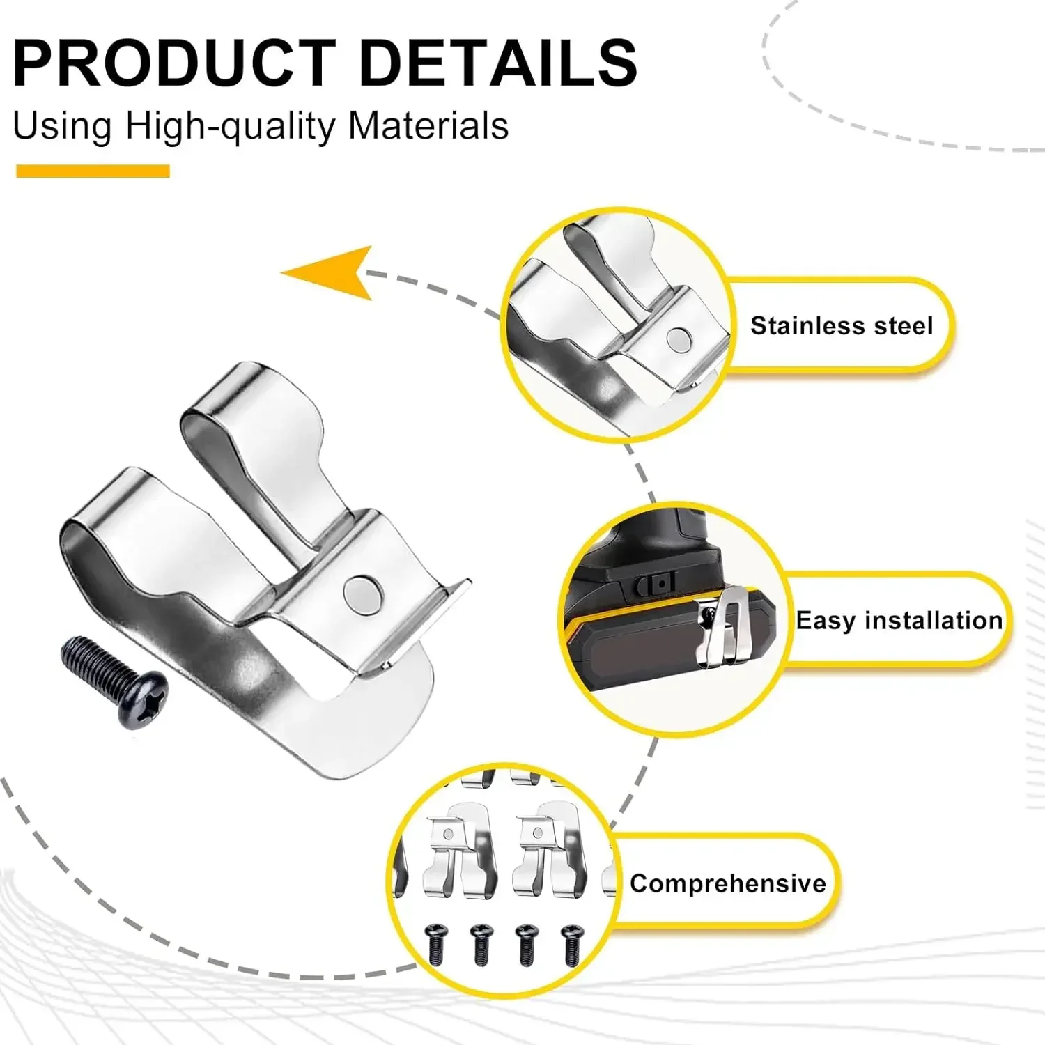 Clip de cinturón de 5 piezas para taladro Ryobi, pieza de cinturón de herramientas Ridgid con tornillos, gancho conductor de acero inoxidable para