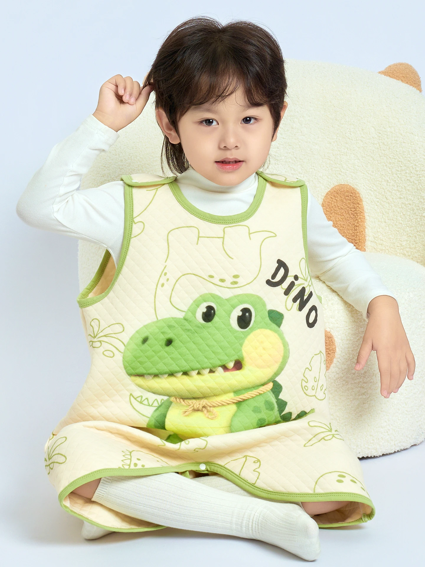 Pure Cotton Warm Sleep Bag Vest Autumn Winter Style Child Layered Romper Boy Full Cotton Sleepwear Anti-Kick Blanket Home Clo...