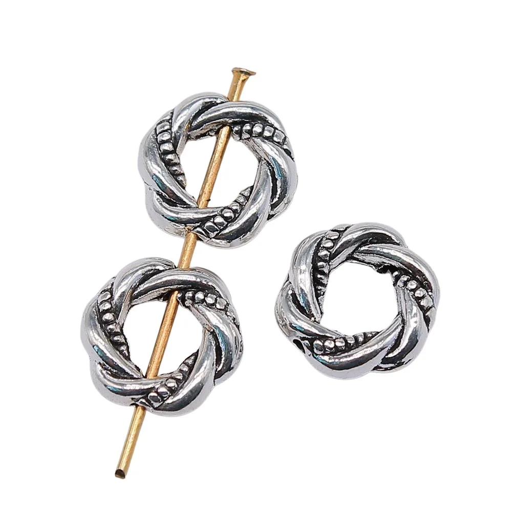 10PCS 11*11mm New Product Wreath Flower Charms Round Plant Connector Jewelry Metal Alloy DIY Marking