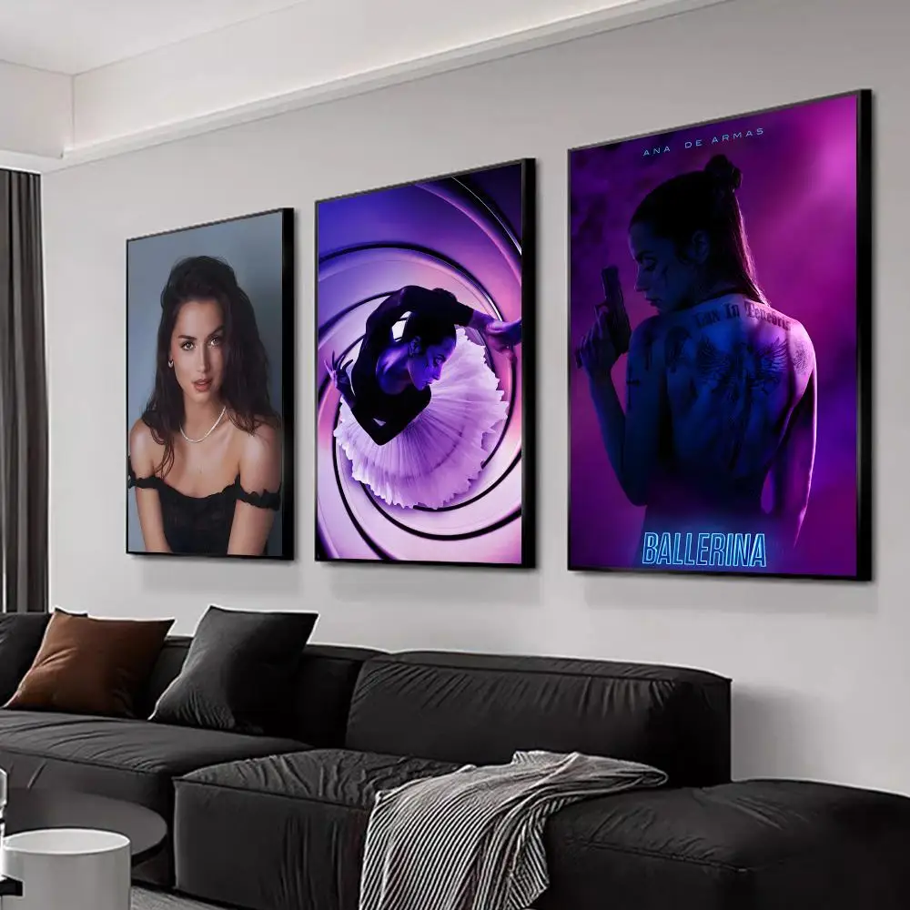 Ana de Armas Colored Inkjet Paints Decorative Wall Home Party Decoration Festival Gifts Synthetic Canvas No frame