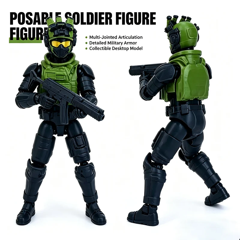 Multi-joint Articulated Skeleton Soldier Action Figures, 3D Printed Posable Special Troops Doll, DIY Poseable Desktop Ornament