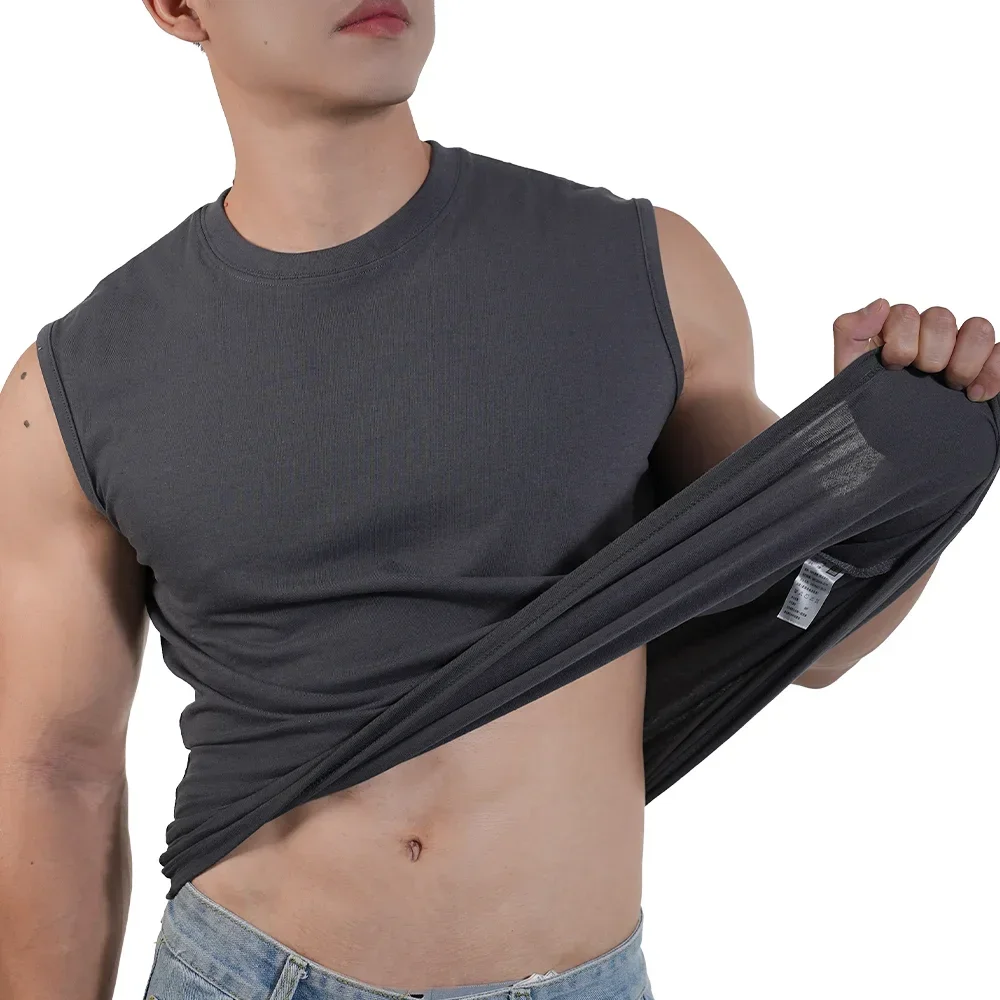 1PC Men\'s Athletic Tank Top 100% Cotton White O Neck Sleeveless Tee Breathable Casual Sports Undershirt Summer GYM Wear 50-95kg