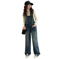 Autumn Girl Denim Jumpsuit with Hearts For Kids Straight Jeans Overalls Rompers For Baby Girl One Piece Strap Jeans for Children