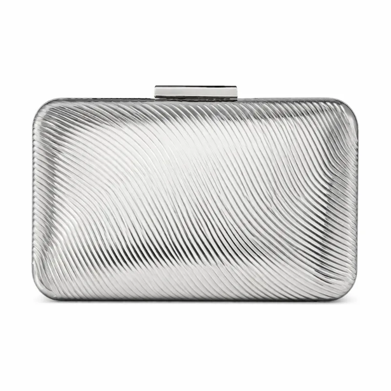 Women Rose Gold Wave Textured Clutch Bag Wedding Party Square Glossy Evening Purse Silver Handbag for Night Party Bolsa Feminina view 2