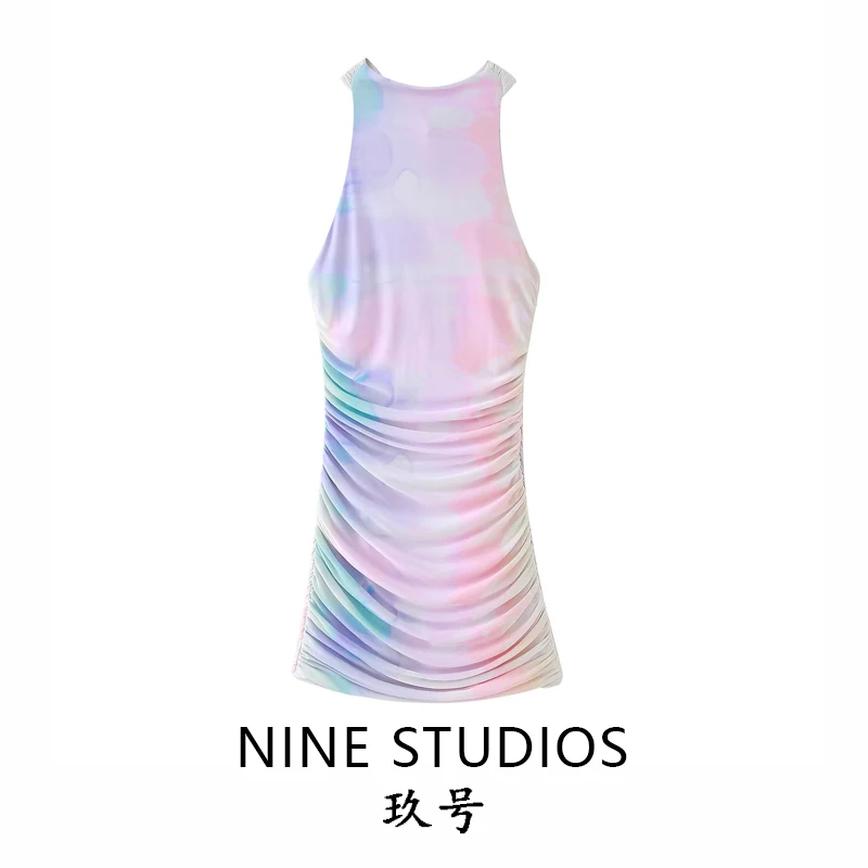 Sexy ort Printed Silk Net Dr with Bow Knot Decoration  Ba for Women's Summer Casual round Neline Polyester