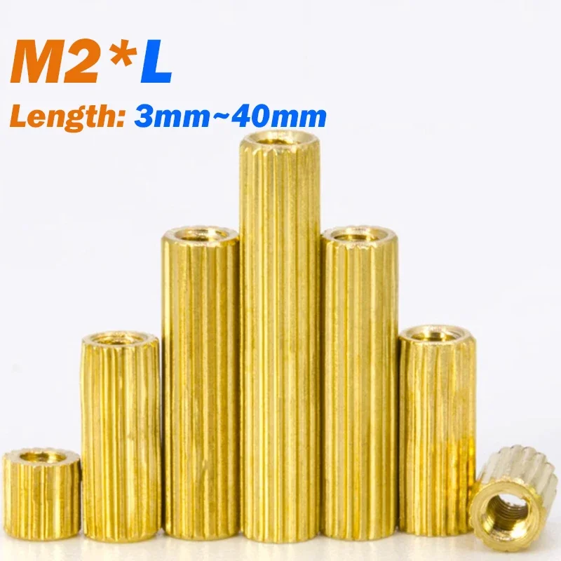 Brass Round Standoff Spacer M2*L 3~40mmFemale-Female Brass Knurled Pillar Round Standoff Support Threaded PCB Motherboard Spacer