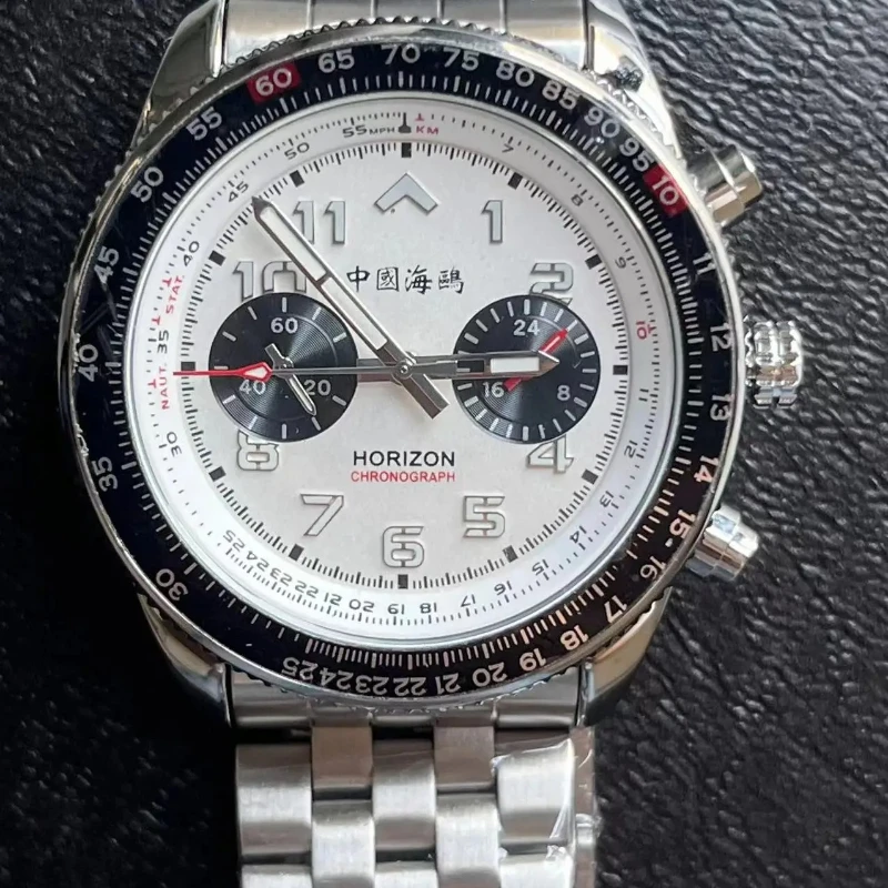 Zegarki dla par Nowość 42mm 1963 Air Force Pilot Chronograph Stal Nierdzewna Retro Militarny Kwarcowy Wodoodporny Zegarek na Rękę