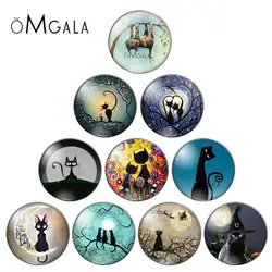 Fashion Lovely Cartoon Cats beauty 10pcs 8mm/10mm/12mm/18mm/20mm/25mm Round photo glass cabochon demo flat back Making findings