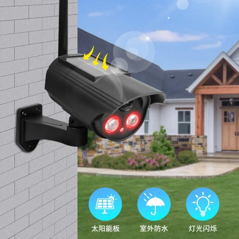 Outdoor Solar Simulation Camera Waterproof Dummy Camera Home Safe CCTV Surveillance Simulation Fake Camera Flashing LED Light