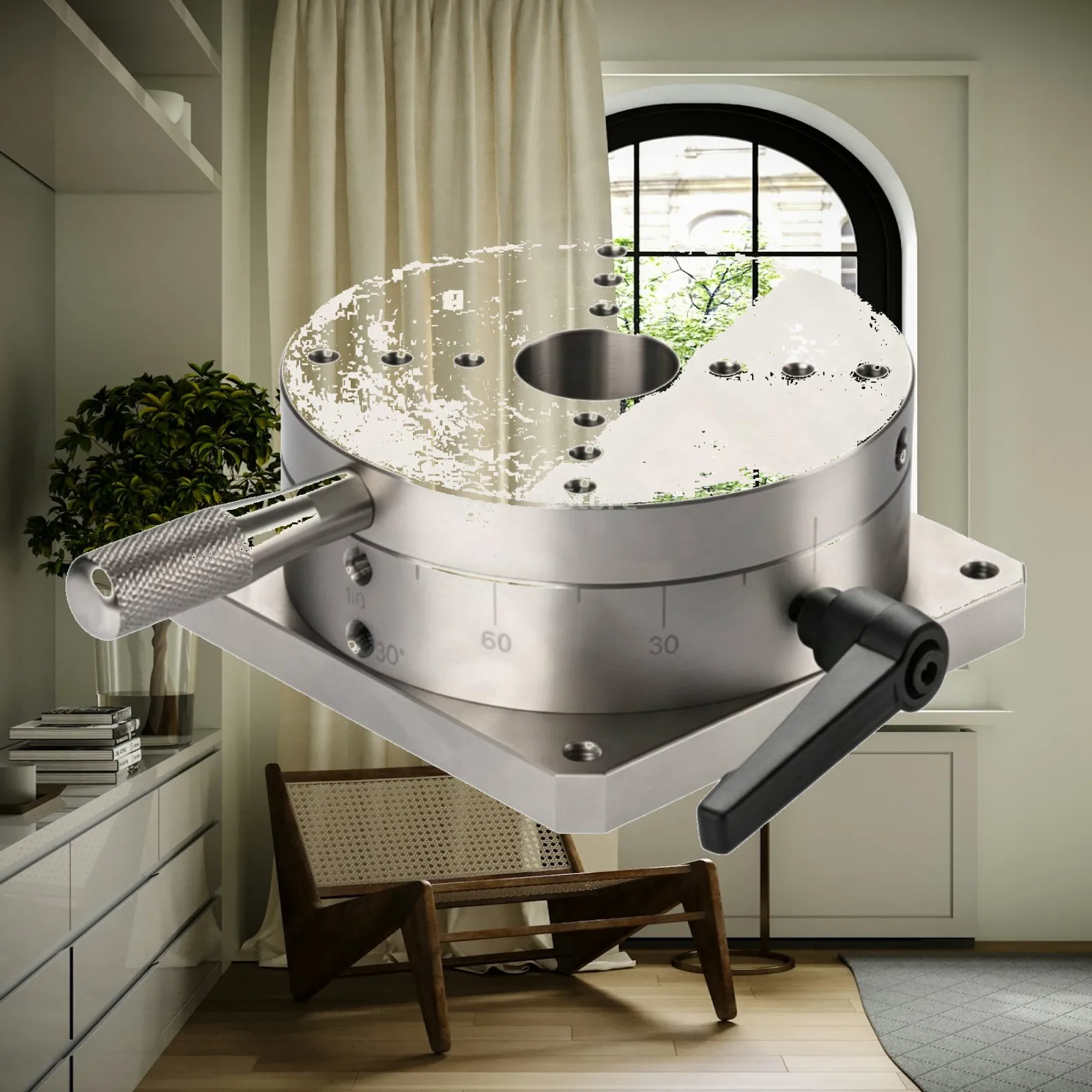 Precision Manual Rotary Positioning Stage 98mm Diameter Center Through Hole Indexing Base for Assembly