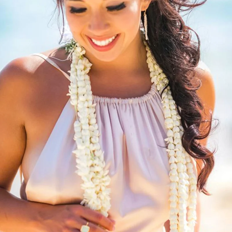 1/5/10 Strands Gorgeous Traditional Pikake Lei Aloha Hawaii Flowers Garland for Special Occasions Hawaiian Weddings Brides Lei