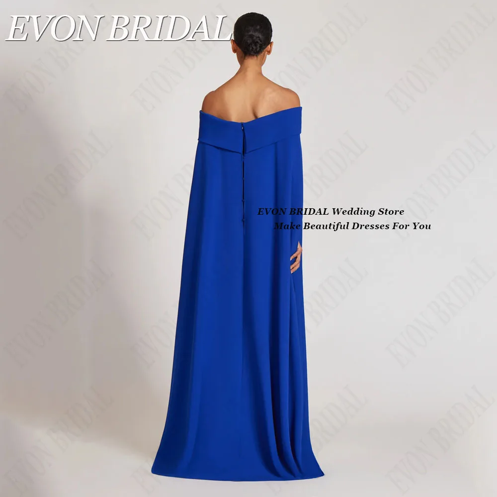 EVON BRIDAL Celebrity Dresses With Cape Off Shoulder Mermaid Satin Formal Evening Gown Vestidos De Ocasião Sleeveless Custom