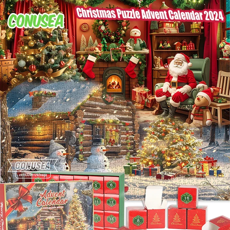 

Слепая коробка, 24-дневный адвент-календарь, 2024 рождественские подарки, головоломка, Санта-Клаус, снеговик, загадочные коробки для взрослых, детские головоломки, игрушки