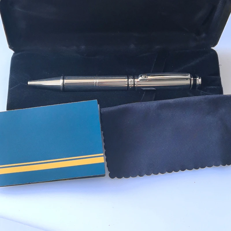 Stylo à bille à action torsadée lourde de conception française, stylo plaqué argent, noir, mal du quotidien, stylos gel de luxe, haute qualité, coffret cadeau, 0.7mm