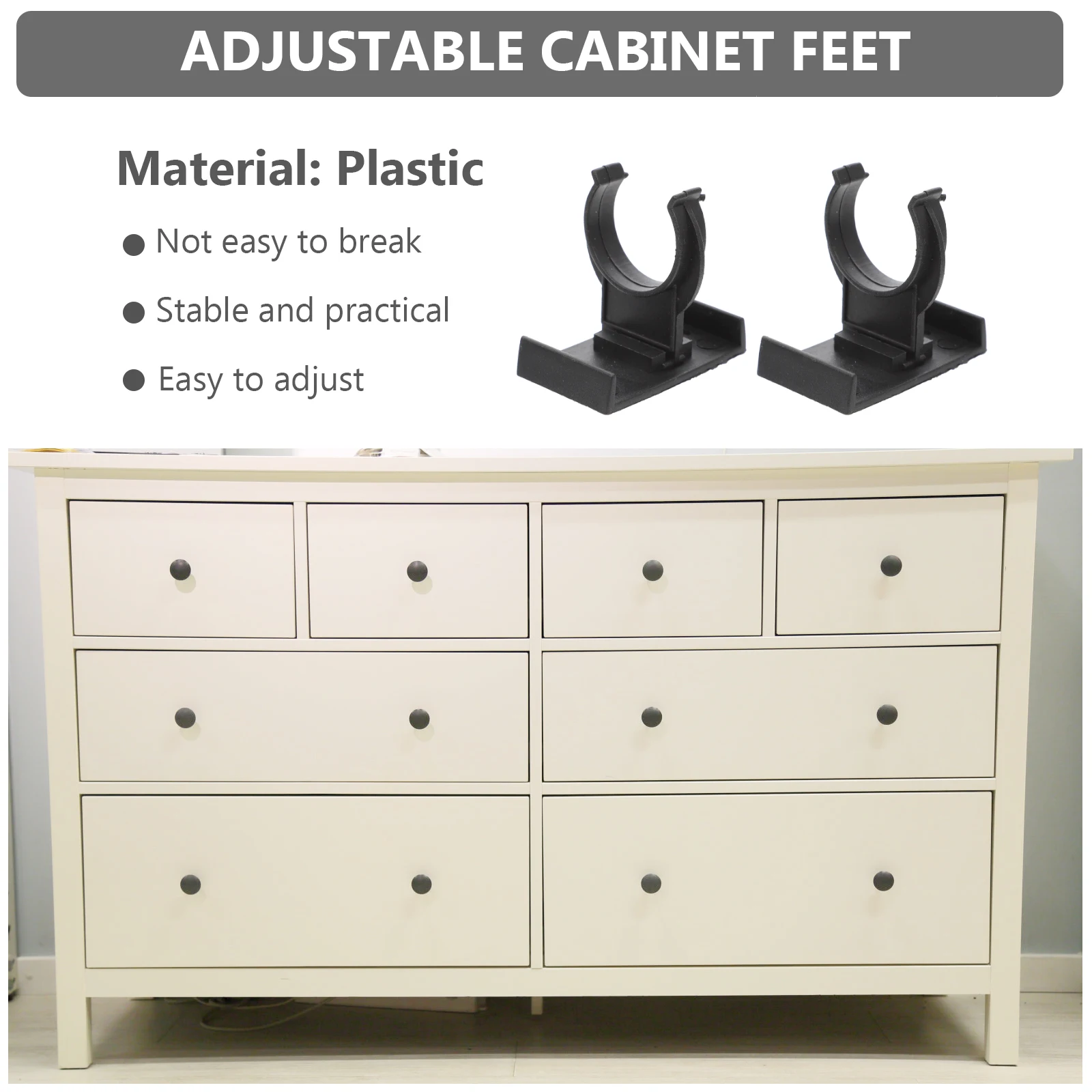 

10 Sets Black PP Plastic Cabinet Feet Adjustable Furniture Legs Leveler Plinth Clips Kitchen Board Accessories Durable Stable