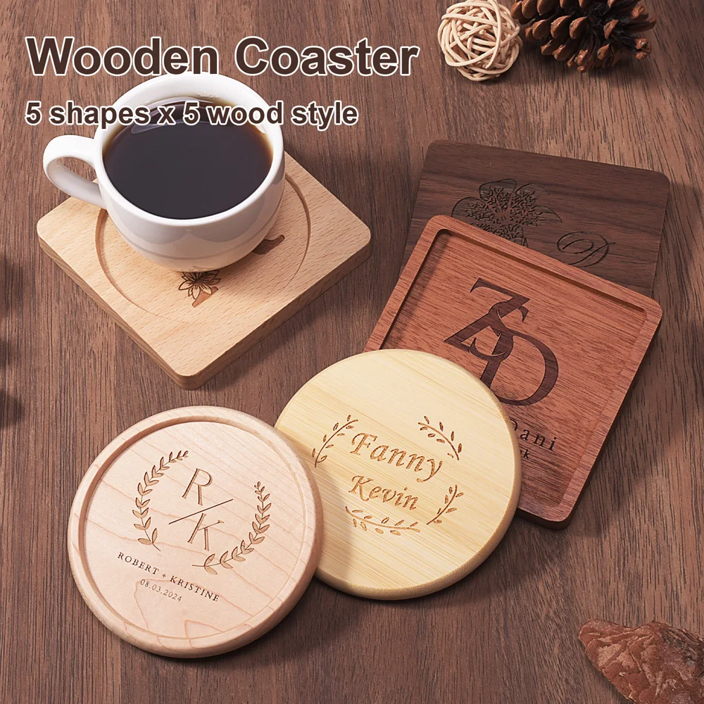 1PCS Solide Walnuss Holz Untersetzer Runde Quadratische Buche Holz Tasse Matte Langlebig Hitzebeständige Tee Kaffee Tasse Pad Tischsets 8,8 cm/3,46 in – Detail 1