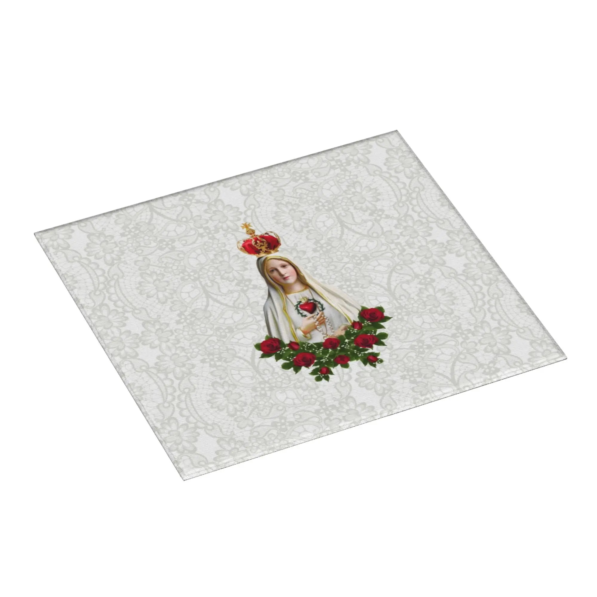 Our Lady of Fatima Virgin Mary Non‑Slip Waterproof Absorbent Barware Tableware Reusable Portugal Rosary Catholic Mat For Kitchen