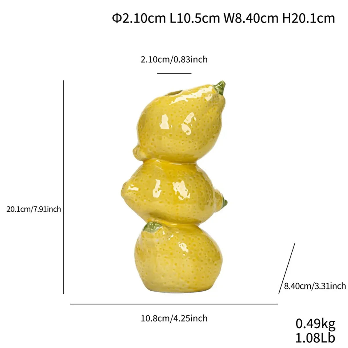 2026 New Ceramic Vibrant Stack Fruit Design Vase - Whimsical Stacked Lemon, Decorative for Home, Kitchen (Lemon)