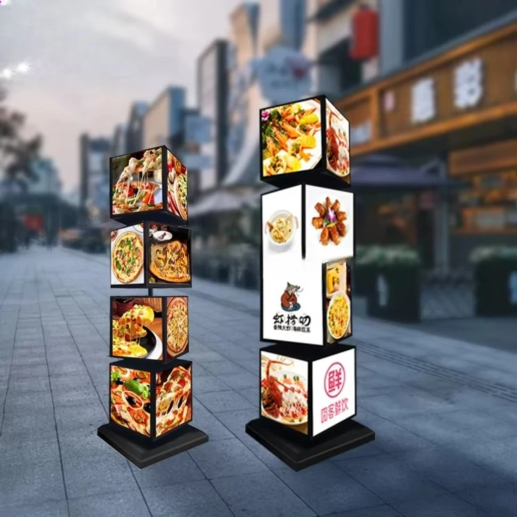 جديد عمودي أربعة جوانب الدورية صمام ثنائي باعث للضوء شعار الإضاءة الدورية صندوق إضاءة متجر الأحذية أربعة طبقة لوحة مضيئة