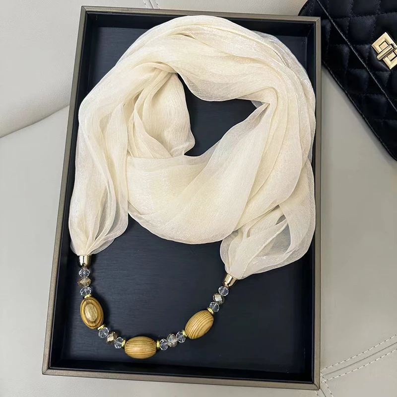 Colar pingente de fibra de poliéster para mulheres Lenço macio Design clássico Simplicidade Moda