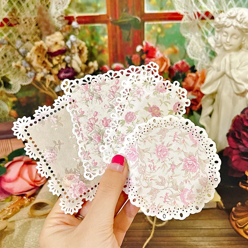 Vintage Leaves Lace Doily Paper Pieces Scrapbooking Paper Pack Handmade Craft Paper Background Pad Card Wrapping Cardstock