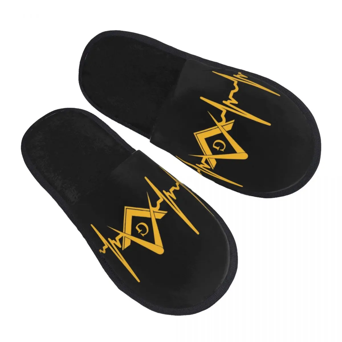 Custom Heartbeat Freemason House Slippers Women Cozy Memory Foam Masonic Mason Slip On Hotel Slipper Shoes