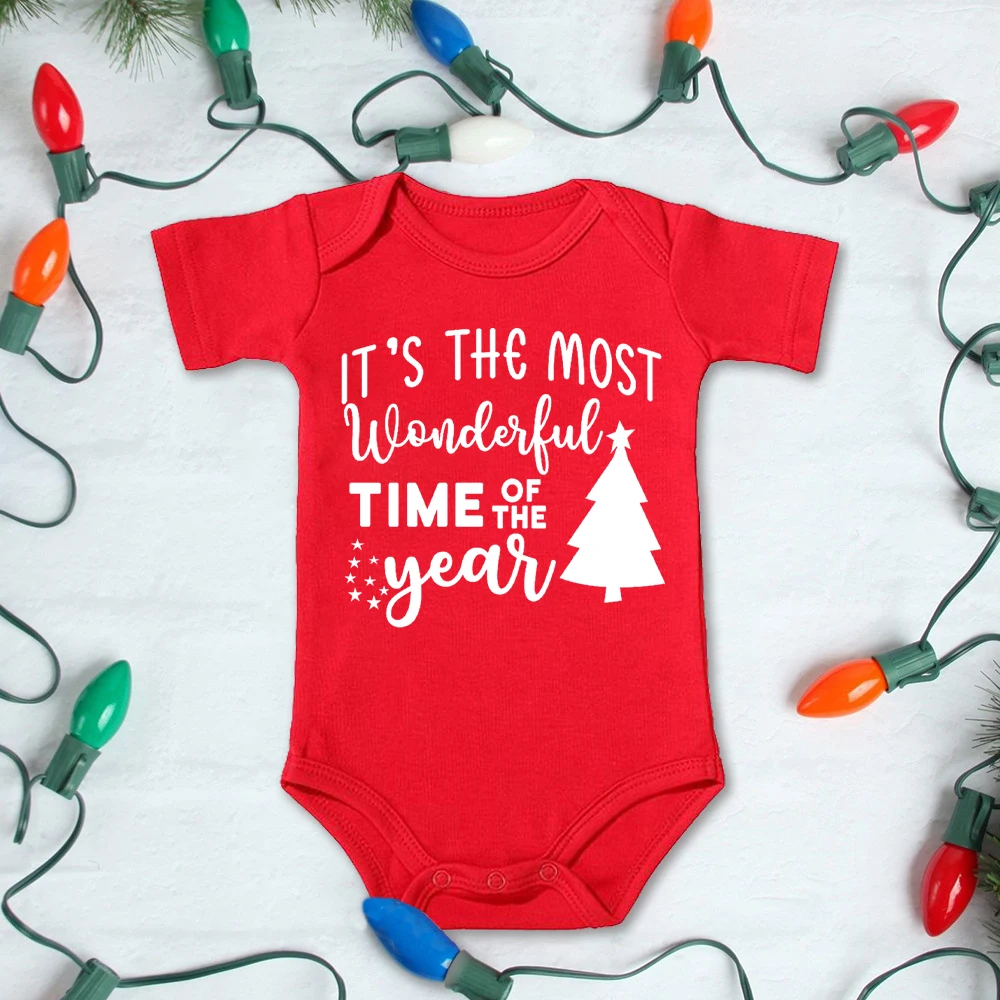 Christmas Baby Bodysuits Cotton Romper It's The Most Wonderful Time of The Year Print Clothes Infant Boys Girls Xmas Party Gifts