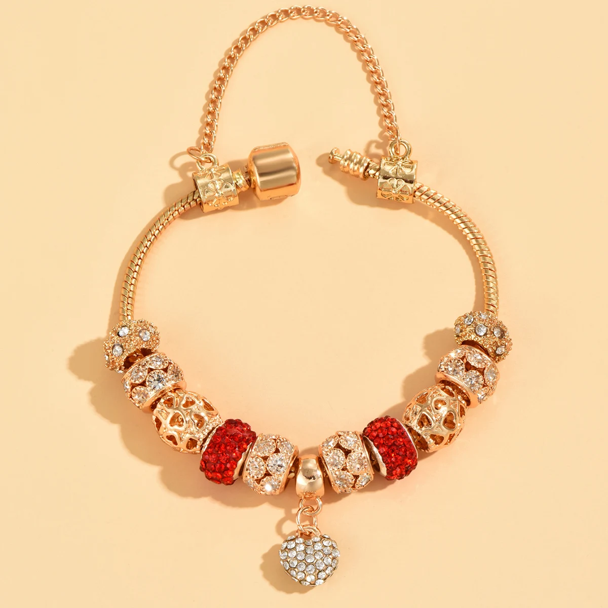 1 hot selling DIY alloy large hole bracelet from foreign trade, Panjiabao color beaded light luxury style bracelet