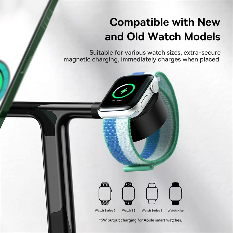 Baseus 3 in 1 20W Magnetic Wireless Charger Stand For iPhone 15 14 Pro Airpods Apple Watch Phone Fast Charging Station Holder