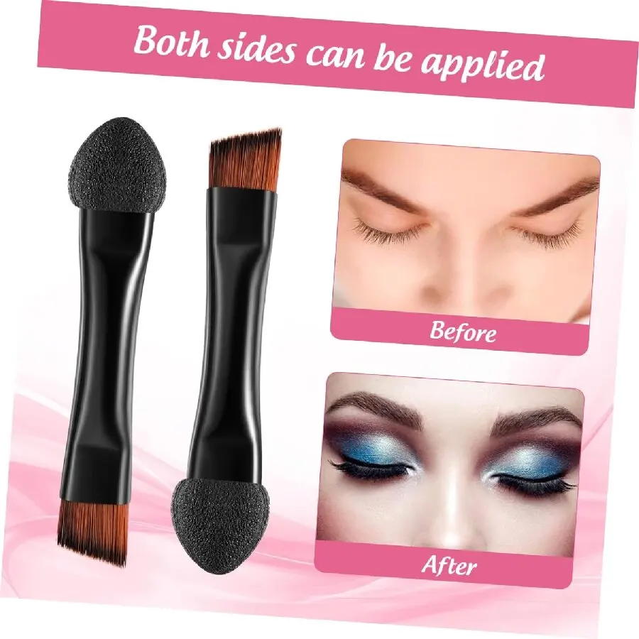 20 stuks oogschaduwborstel, wegwerp wenkbrauwborstel, draagbare schuine wenkbrauw eyelinerborstel, twee in één make-upborstel, oog s