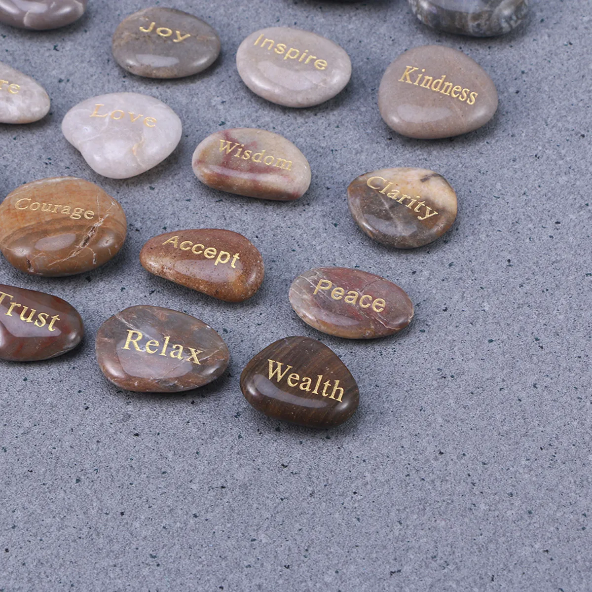 Engraved Inspirational Stones Natural Polished Words for Desk Decor Gift Motivational Encouragement Words Stones