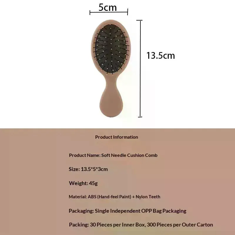Mini Detangling Hair Brush With Soft Matte Rubber Handle Gentle Scalp Bristles For Curly Hair Massage Daily Travel Use Multi