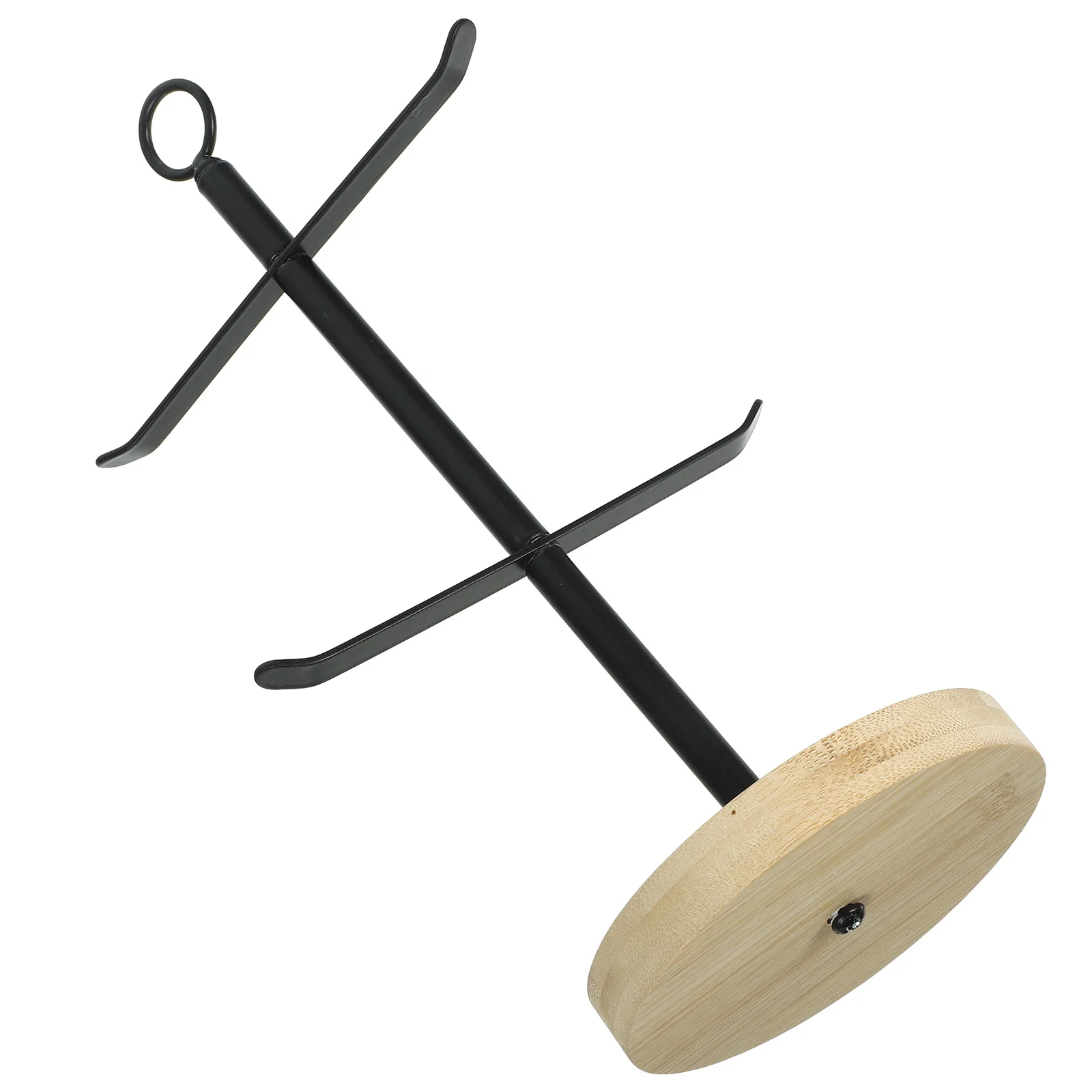 

Desktop Tumbler Lid Organizer Sturdy Iron Wood Cup Lid Storage Rack Countertop Stand Easy Clean Stylish Home Storage Solution