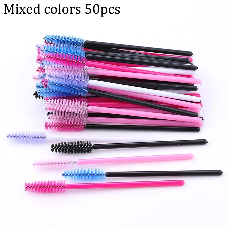 50 stücke Wimpern Pinsel Wiederverwendbare Mascara Wands Applikator Spooler für Falsche Wimpern Verlängerung Frauen Wimpern Kosmetische Liefert