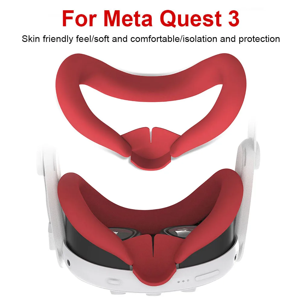 Silicone Mask Face Cushion Sweatproof VR Face Cover Lightproof Mask Face Pad Washable Replacement for Meta Quest 3 Accessories