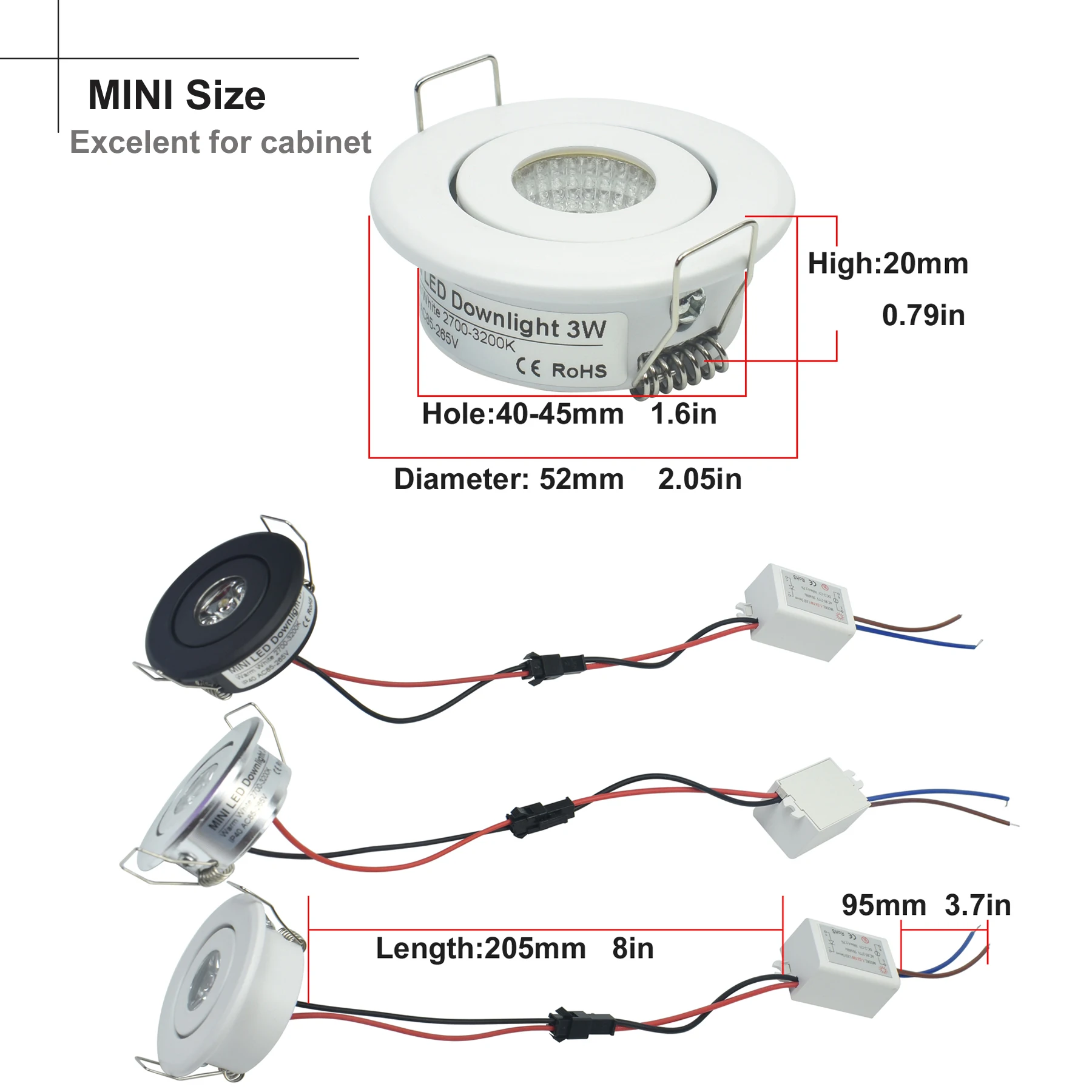 Mini LED embutido Spot Downlights, 1W COB, 3W, regulável, LED redondo para casa, gabinete, Showbox