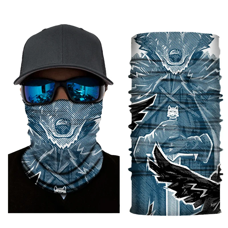 Outdoor Sport Camouflage Seamless Bandana Neck Gaiter Headband Cycling Fishing Tube Face Shield Men Women Mask Cool Skull