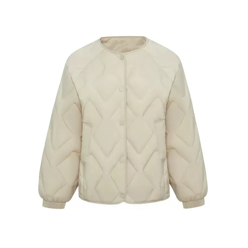 Otoño Invierno nueva moda mujer cuello pico manga larga de un solo pecho Casual de moda Color sólido Simple acolchado abrigos Tops femeninos