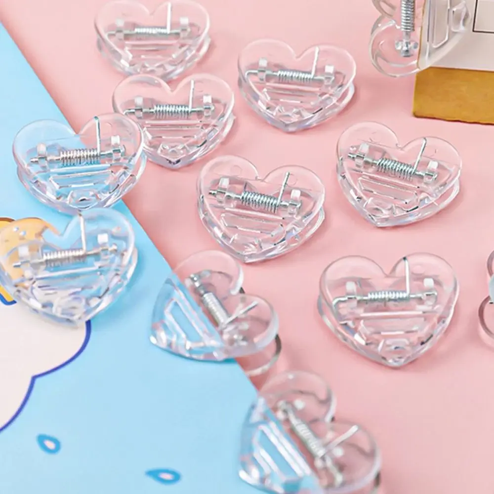 Stationery Snacks Sealing Clip Office Supplies Page Holder Transparent Love Clip Paper Clip Heart Shape Clip Transparent Clip