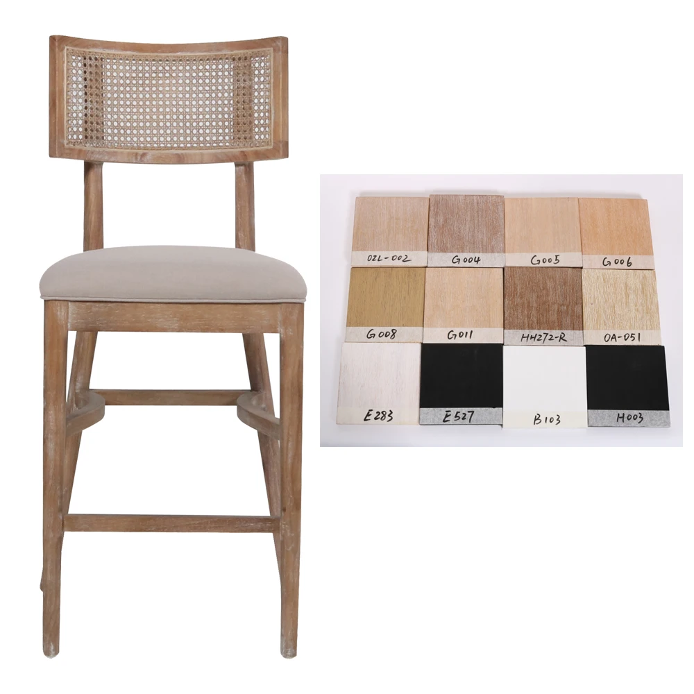 

Midcentury Contemporary Rattan Back Wood Chair Chair Simple High Chairs for Counter Bar Stool Wedding Event
