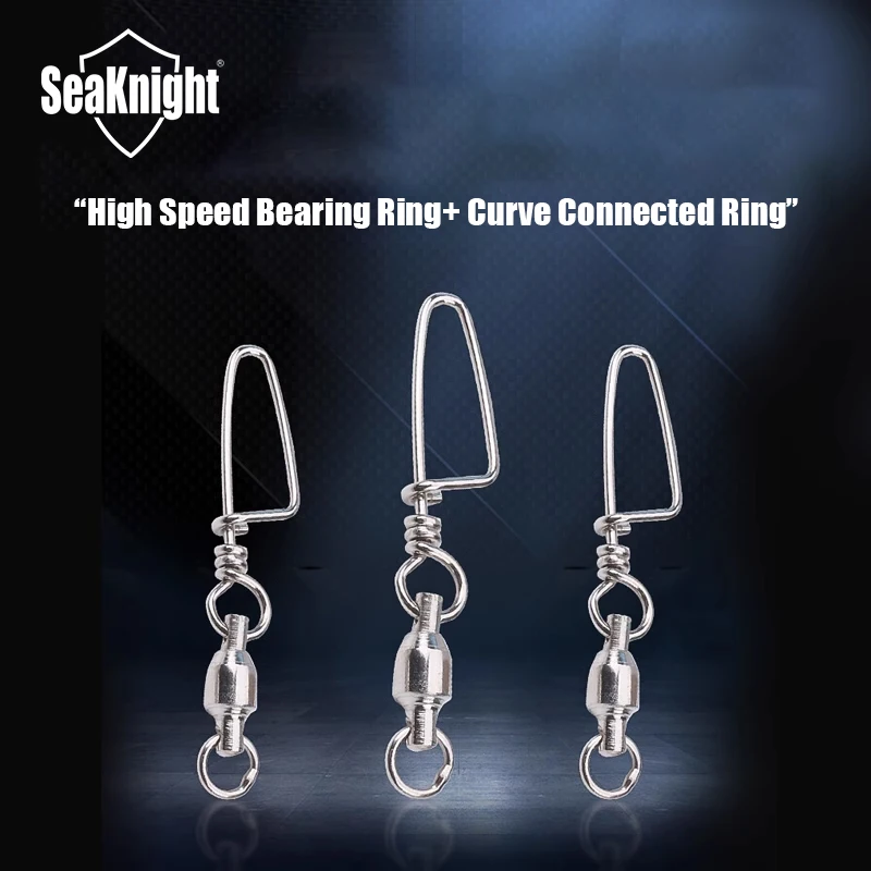 2024 SeaKnight Stainless Steel Fishing Connector 10pc/1bag Metal Swivels Powerful 125KG Connecting Ring Sea Fishing Swivels Snap