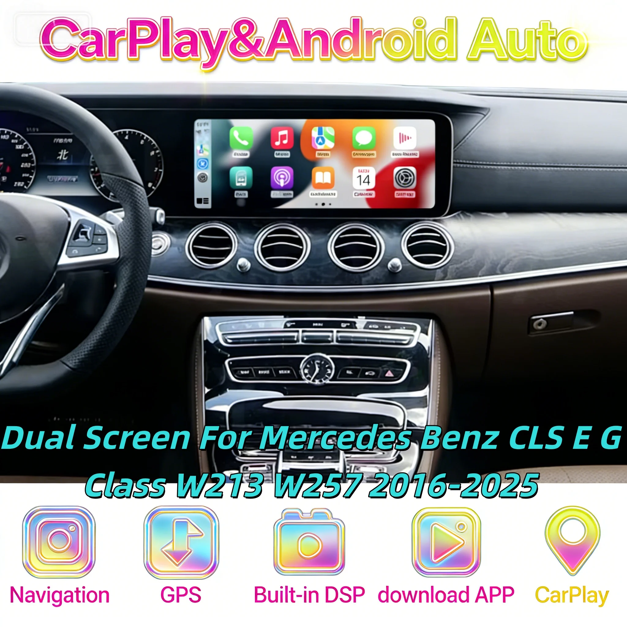 

Multimedia Qualcomm Wireless Carplay Player For Mercedes Benz CLS E G S Class W213 W257 W222 W463 2016-2025 Android GPS DSP