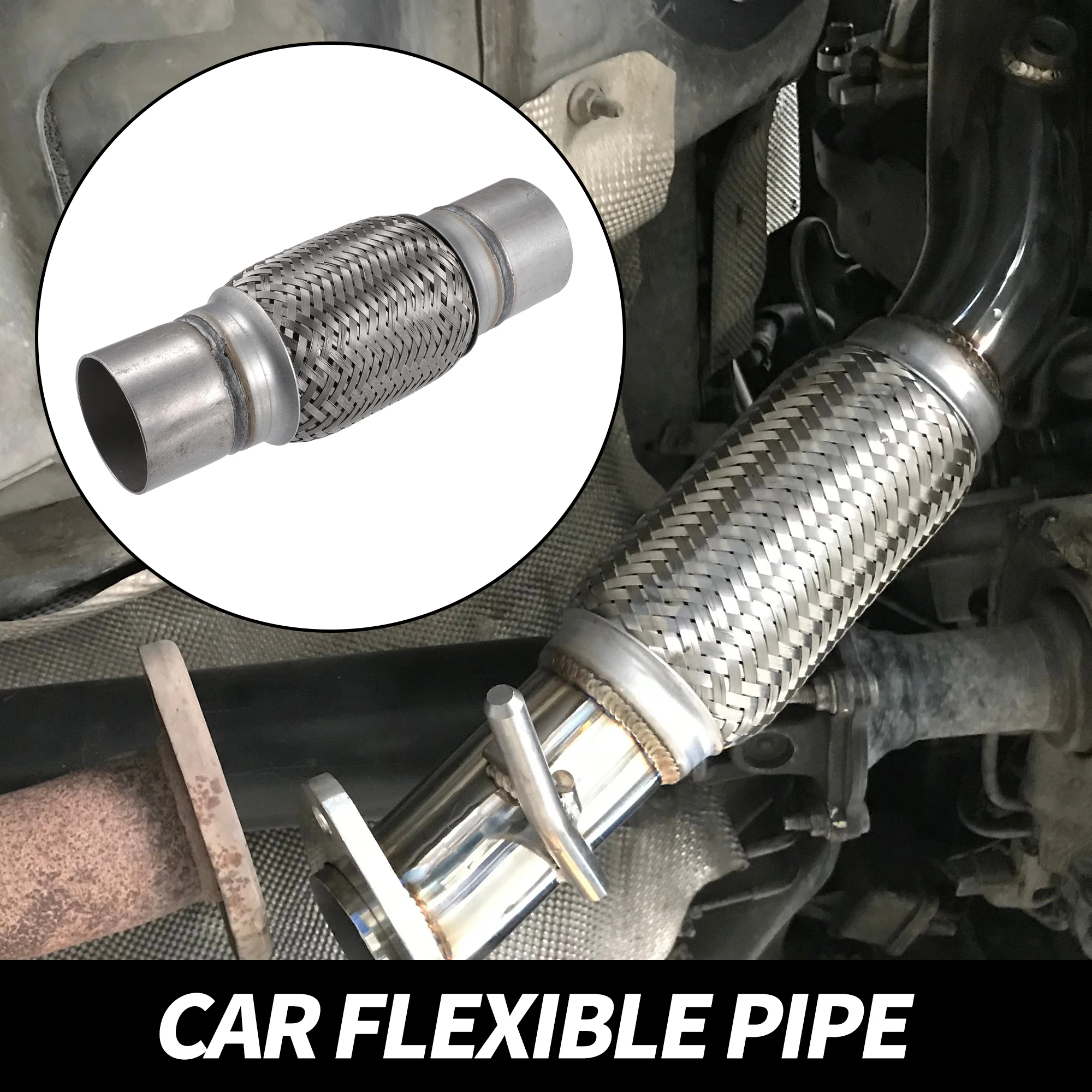 UXCELL 50mm/60mm/70mm/76mm Car Exhaust Flexible Pipe Tubing Universal Exhaust Joint Welding Extension Pipe Stainless Steel